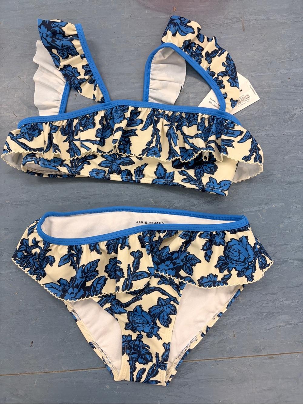 Janie and Jack Blue Floral Ruffle Two-Piece Girls' Swim Set
